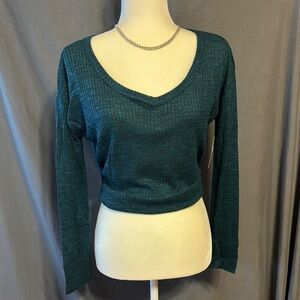 Kohl's Deep Teal Ribbed Long Sleeve Top